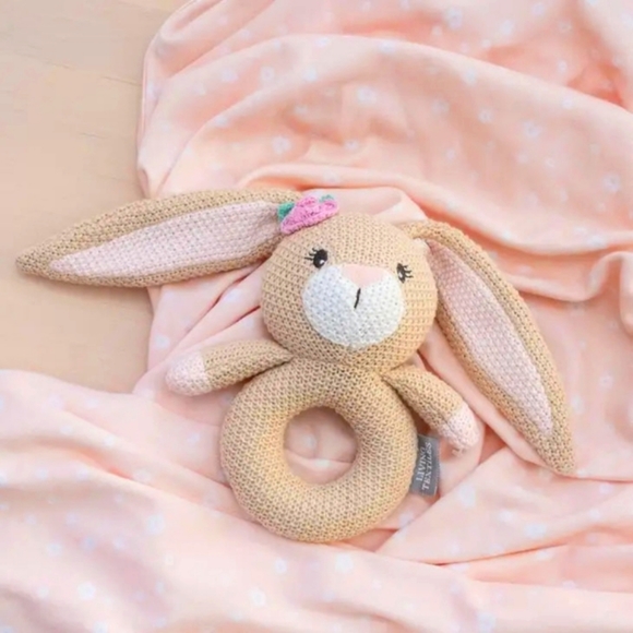'Amelia Bunny' Swaddle & Ring Rattle Gift Set - Picture 3 of 3